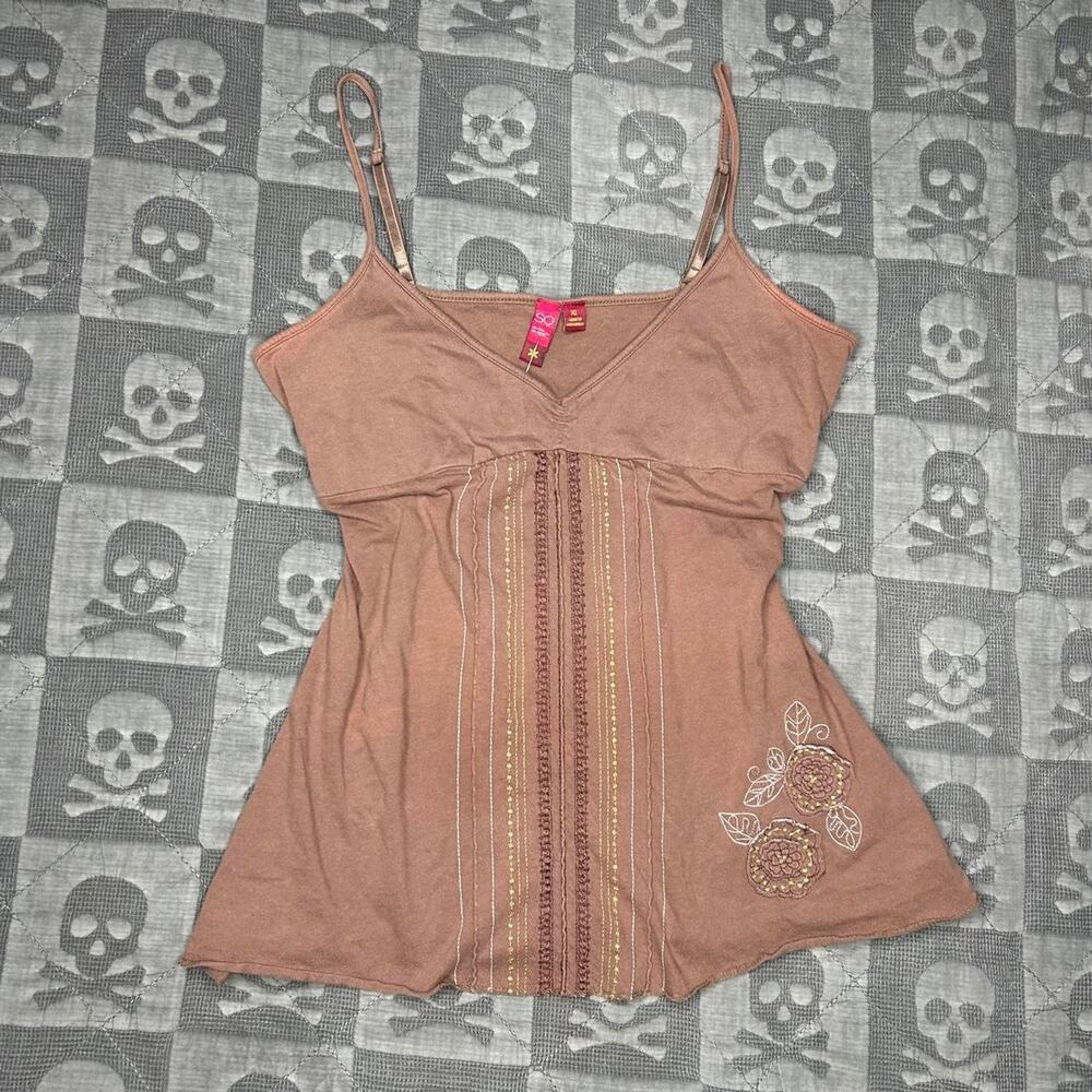 Y2k embroidered babydoll top